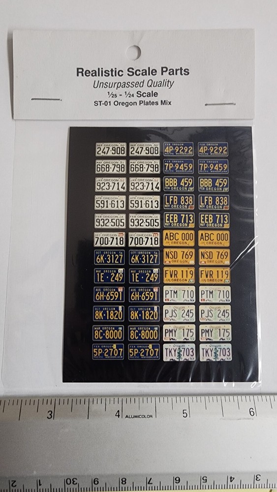 REALISTIC SCALE PARTS OREGON 48 LICENSE PLATES WITH TAGS 1/25 1/24 MIX PPD