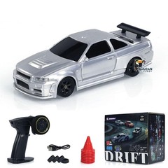 USED 1:43 Drift Race Car Remote Control Car 4WD Tyres Traffic Cones RTR Car