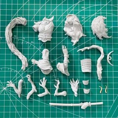 1/10 Scale Die-Cast Resin Bust Model Kit Female Warrior & Dragon Statue Unass…