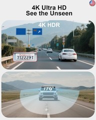 4K Dash Cam Front, Built-in 5.8G WiFi, Free 64GB Card & 48W A+C Car Charger