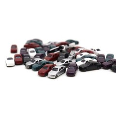 12pcs 1:250-300 Miniature Cars Model Toys Painted ABS Vehicle for Railway Train~