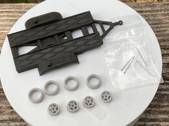 1/64 Car Hauler Trailer Model Kit Resin Wheels Tires Axles Hot Wheels Diorama