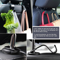 4-Pack Black Plastic Car Seat Headrest Hooks with 360° Rotation, 55 Lb. Capacity