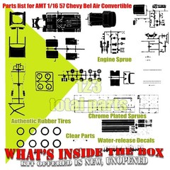 AMT 1159 1/16 ’57 CHEVY BEL AIR CONVERTIBLE RETRO DELUXE SCALE MODEL KIT
