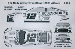 NASCAR DECAL #12 BODY ARMOR 2023 FORD MUSTANG RYAN BLANEY 1/24 ATLANTA