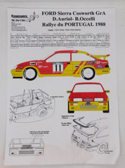 Decal Renaissance Ford Sierra Cosworth GrA 1:24 Tk 24/136 Transkit Portugal 1988