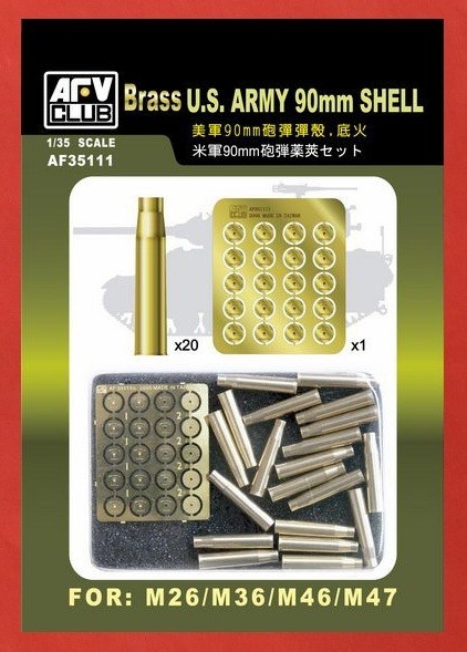 AFV Club AF35111 1/35 U.S Army 90mm Casing (Brass) w/ Etched Plate USA Shipping