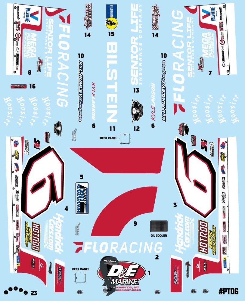 1/25 #6 KYLE LARSON FLO RACING DIRT LATE MODEL DECALS