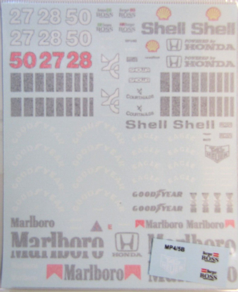 Decalpool 1/20 Mclaren MP4/5B Full Sponsor Decal Sheet # DP022 for Tamiya kit