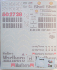 Decalpool 1/20 Mclaren MP4/5B Full Sponsor Decal Sheet # DP022 for Tamiya kit