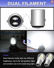Alopee 2-Pack 1157 LED Bulb White 12V-15V DC BAY15D Bulb 39SMD 3014 Chip