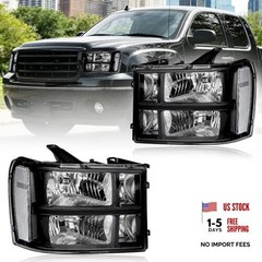 Headlight Assembly, Headlights Kit Compatible Black Housing Clear Reflector