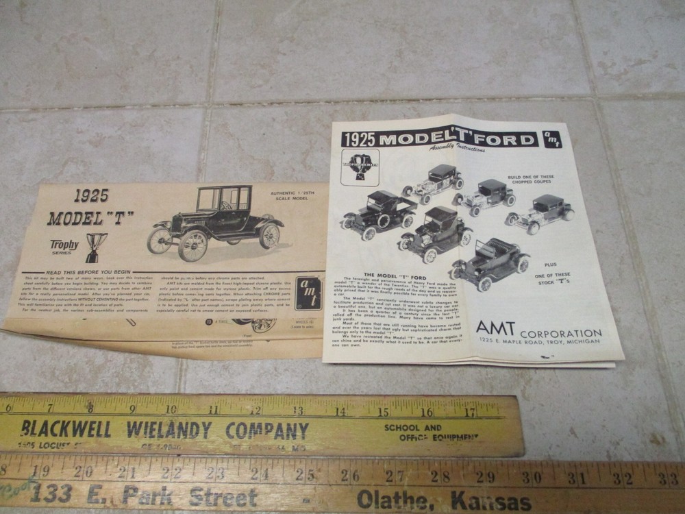 AMT 1925 Model T Ford Trophy 3 in 1 Customizing Instructions Original Manual VTG
