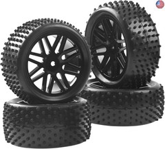 16-Spoke OD 86mm/3.38” 16-Spoke 12mm Hex Hub Wheel Rims & Rubber Tires