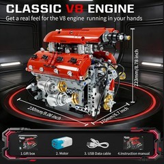 V8 Engine Model Kit Build Your Own Visible Car Motor STEM Working Model Kit