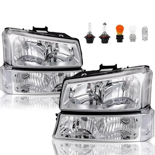 Headlights Headlamp Assembly Headlight with Bulbs Chrome Housing Clear Corner