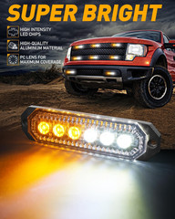 406T Emergency Strobe Grille Lights: 4Pcs 6 LED Sync Feature Safety Warning Flas