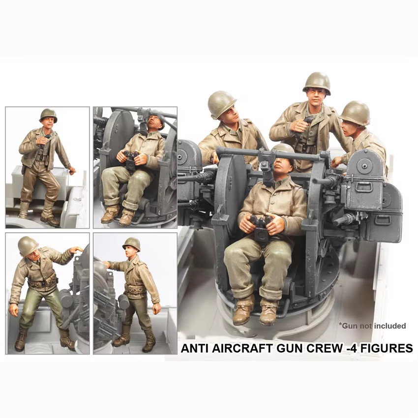 1/35 WWII US M16 MGMC Anti-Aircraft Gun Crew (Only 4 Figures) Unpainted Unassemb