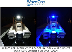 Dual Color LED Boat Spreader Light Deck Flood Beam Stainless Hardware & Bracket