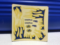 Vintage CHEVY FORD STREET MACHINE BLUE/YELLOW FLAMES MODEL DECAL ORIGINAL Sheet