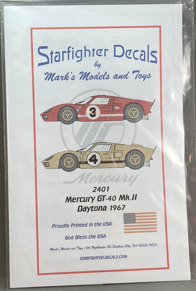 1/24 Decals Ford GT Mk II Daytona 1967 Starfighter Decals #2401