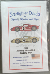 1/24 Decals Ford GT Mk II Daytona 1967 Starfighter Decals #2401
