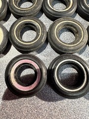 Vintage Model Car Rubber Tires Lot Of 27 White Wall Mini Tires & 4 Metal Rims