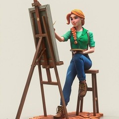 1/24 Scale Resin Figure Model Kit Female Oil Painter Leah Unassembled, Unpainted