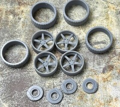 1/24 Scale: 24-Inch “Lexani CF-Indy” Wheels And Tires; Resin;1/25