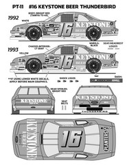 1/24 #16 WALLY DALLENBACH KEYSTONE FORD T-BIRD NASCAR DECAL