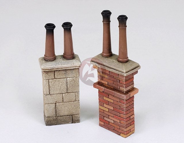 Royal Model 1/35 – 1/32 Chimneys No.2 (2 chimneys) [Resin & Plaster Diorama] 693