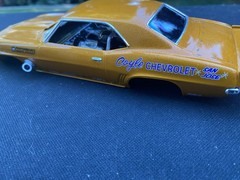 Drag Slot Car Hard Body 1969 Chevy Camaro, Outlaw, Gold