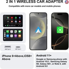 Wireless CarPlay & Android Auto Adapter ? 2-in-1 Plug & Play Solution,
