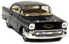 KiNSMART 1957 Chevy Bel Air Coupe Black, 1:40 Scale, Die Cast 5 inches, Black