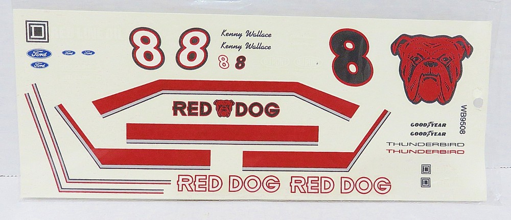 NASCAR DECAL # 8 RED DOG 1996 FORD THUNDERBIRD KENNY WALLACE BRD 1/24