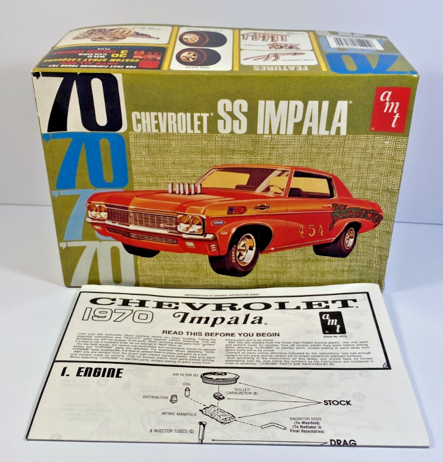 AMT ’70 Chevrolet SS Impala 1/25 Scale Model Kit Instructions & Empty Box Only