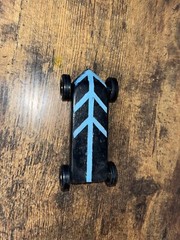 Vintage BSA 1970-80s Derby Pinewood Derby Wood 7” Model Black/Blue Race Car 5 oz