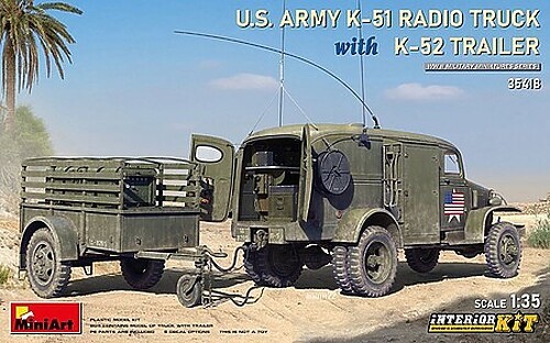 Mini-Art US K51 Radio Truck with K52 Trailer – Plastic Model Military Vehicle