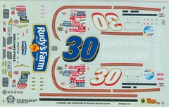 NASCAR DECAL #30 RUDY’S FARM 1999 PONTIAC GRAND PRIX DERRIKE COPE SLIXX 1/24