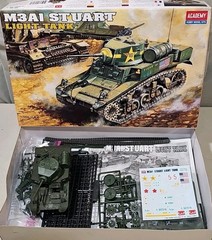 Academy Hobby Model Kits 1/35 Scale U S M3A1 Stuart Light Tank 1398 NEARLY BUILT