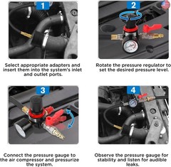 Turbo System Leakage Tester Kit with 4 Pairs of Stepped Adapters 1-3/8″ to