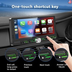 Single Din Touchscreen Radio with Wireless Apple CarPlay & Android Auto,