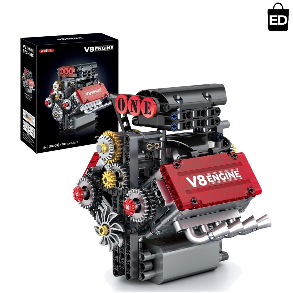 V8 Engine Assembly Kit – Non-Toxic, Battery-Operated Stem Toy for Enthusiasts