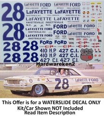 NASCAR DECAL #28 LaFAYETTE FORD 1964-1967 FORD FRED LORENZEN