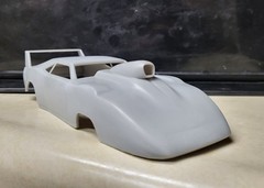 3d printed 1969 Dodge Challenger Daytona Pro Mod drag body model slot car v2