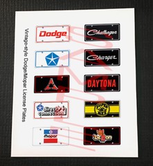 VINTAGE STYLE DODGE MOPAR miniature LICENSE PLATES for 1/25 scale MODEL CARS