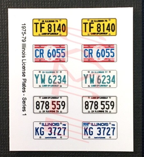 1975 – 1979 ILLINOIS miniature LICENSE PLATES for 1/25 scale MODEL CARS—PLS READ