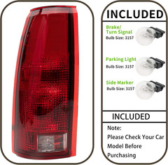 Tail Light Assembly Compatible With Chevy GMC C/K Truck 1988-1998, 1995-2000 Tah