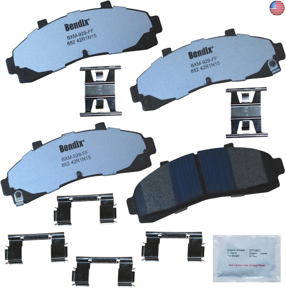 Bendix Fleet Metlok MKD652FM Semi-Metallic Front Brake Pads for Select Models