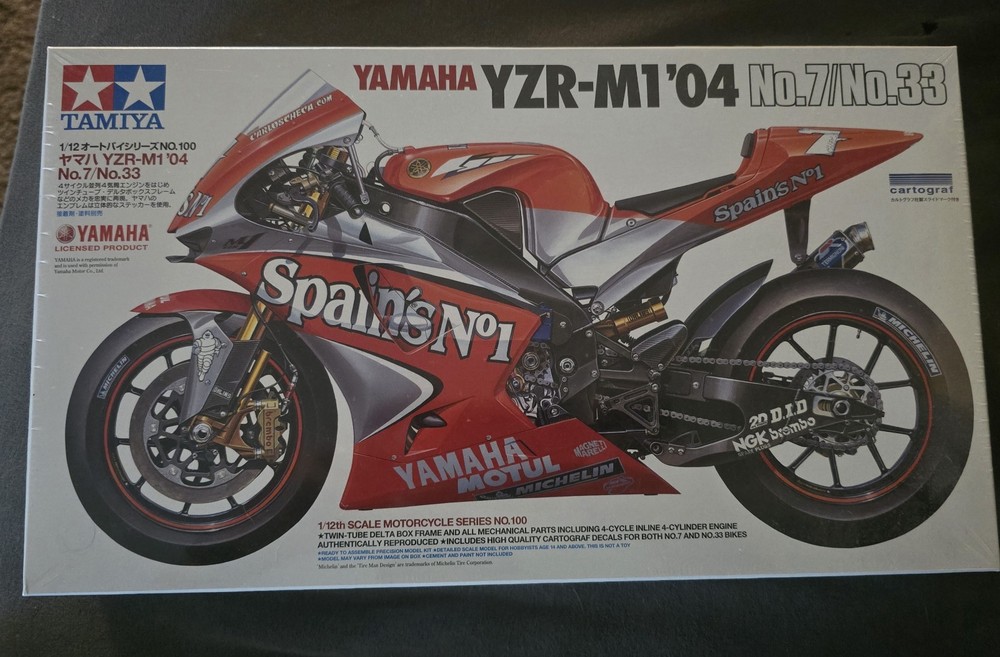 Tamiya 1/12 Yamaha YZR-M1 ’04 No.7/No.33 Motorcycle Kit Cartograf Decals